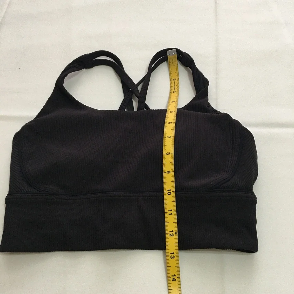 Lululemon Energy Bra Longline Womens Size 8 Black Ribbed Crisscross Strappy